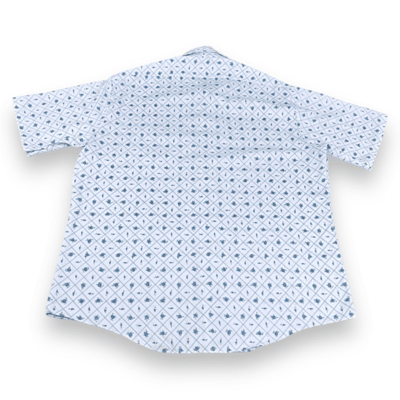 Vintage JC Penney Shirt Adult LARGE Blue 80s Rose Pattern Floral Button Down - Picture 4 of 6